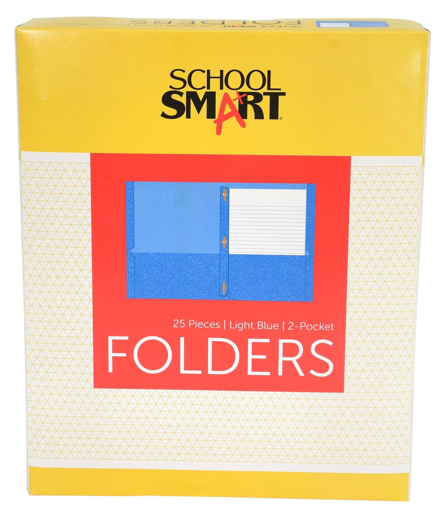 School Smart 2-Pocket Folders with Fasteners, Light Blue, Pack of 25 084887